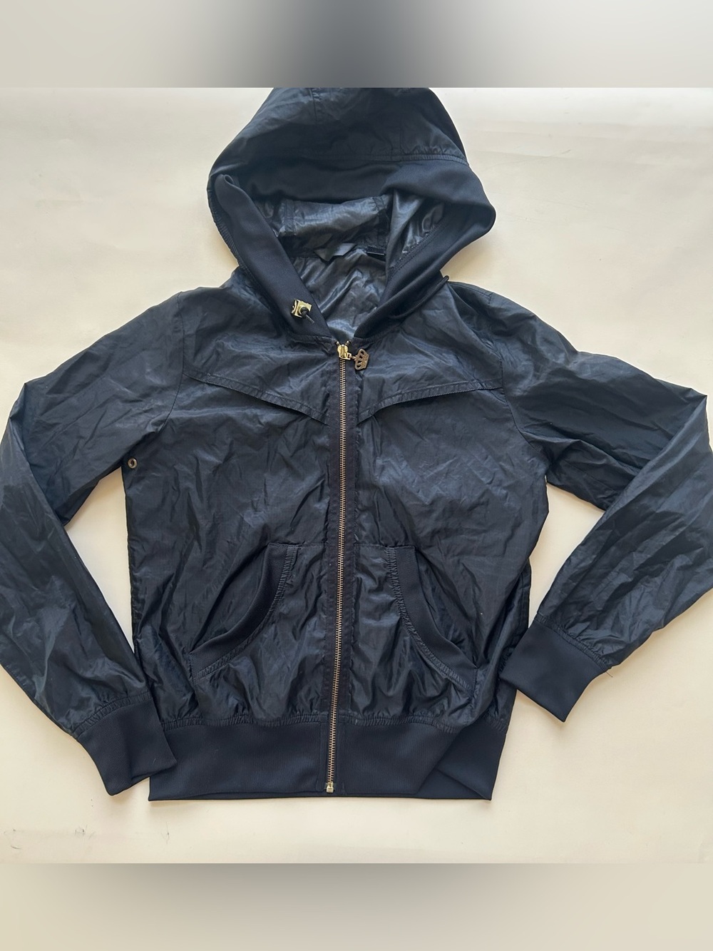 Adidas Respect MeWomen's black Hooded Windbreaker Jacket size S Y2K